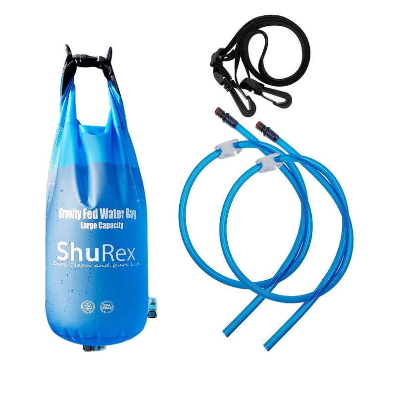 ShuRex 3-Gal Gravity-Fed Water Bag with 2 Outlet Pipes for Sawyer Water Filtration System Survival Water Filter Straw, Compatible with LifeStraw and Other Water Filter Straw, BPA-Free (12L/3Gal) - Image 1